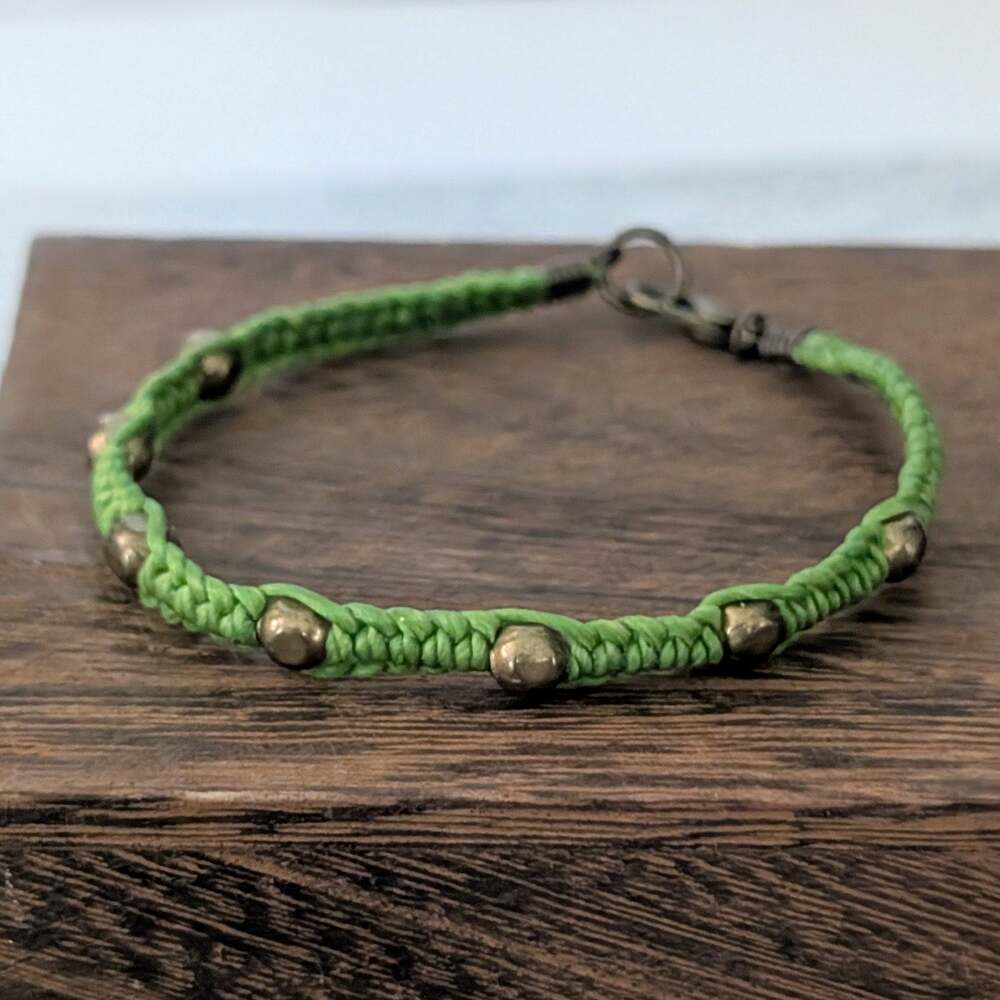 Green & Brass Tone Bracelet - Fair Condition